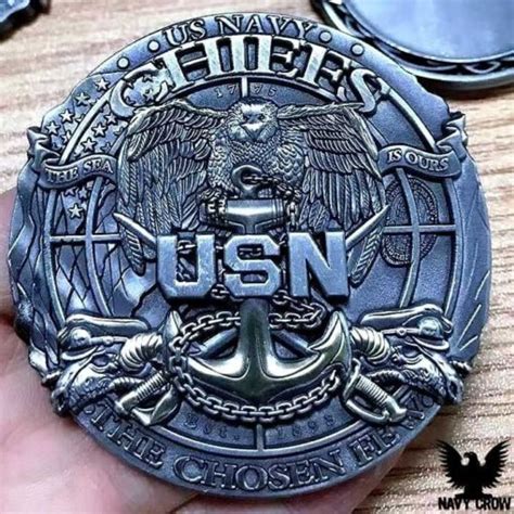 US Navy Chief Custom Engraved Challenge Coin from Navy Crow