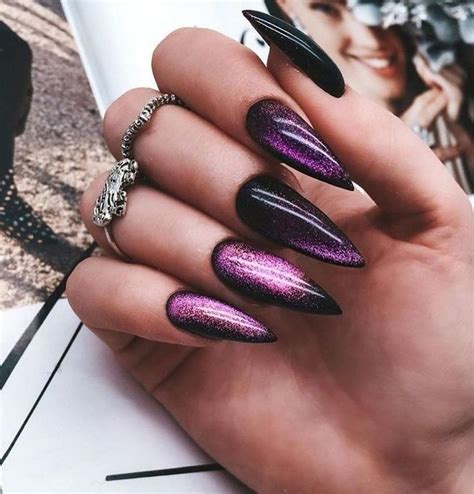 34+ Dark Purple Nail Designs | Acrylic Nail Art 2023 | Purple nails, Purple stiletto nails, Dark ...