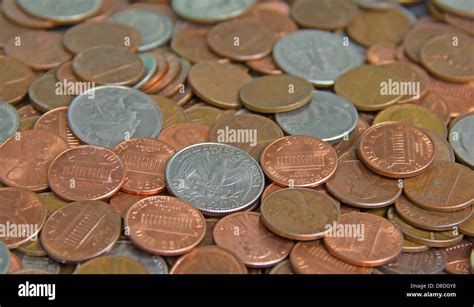 Huge pile of the US coins Stock Photo - Alamy