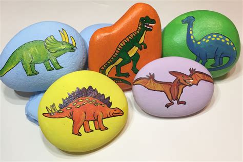 Dinosaur painted rocks set | Painted rocks, Rock, Dinosaur