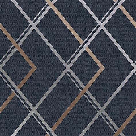 Superfresco Easy Navy Geometric Textured Wallpaper | DIY at B&Q