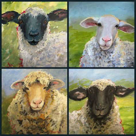 Counting Sheep - Set of 4 Beautiful Sheep on Canvas | Leren schilderen ...