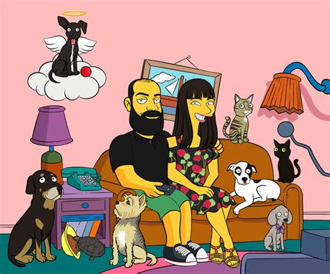 Caricatura Casal + 08 Pets Estilo Simpsons | Elo7