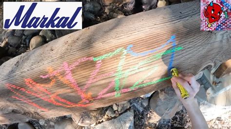 Fluorescent Markal B Paint Stick Graffiti Review - YouTube