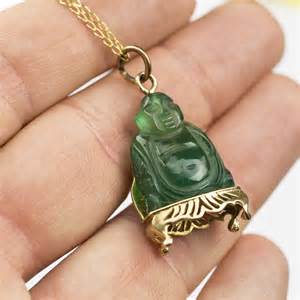 Antiques Atlas - Vintage Jade Buddha Pendant 9Ct Gold