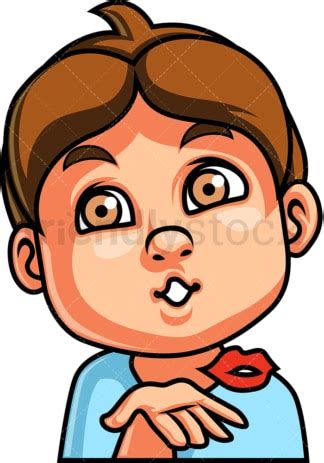 Little Boy Blowing A Kiss Face Cartoon Vector Clipart - FriendlyStock