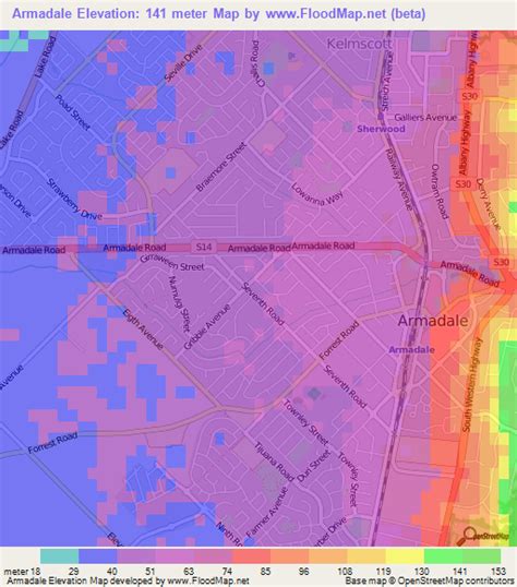 Elevation of Armadale,Australia Elevation Map, Topography, Contour
