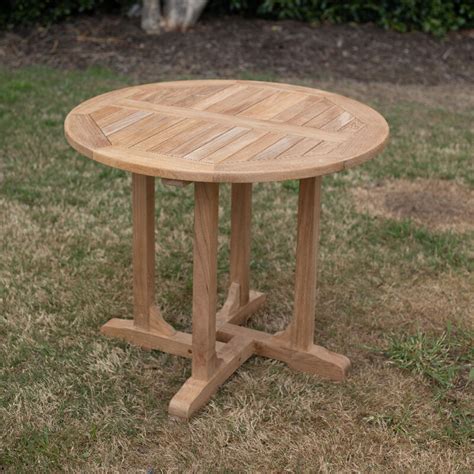 35" Round Teak Outdoor Dining Table - Backyard Patio Furniture Weather Resistant - Titan Great ...