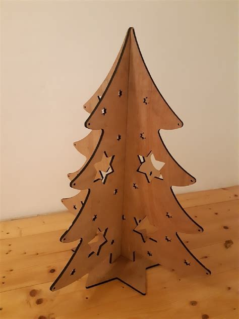 Árvore de Natal Corte à Laser em mdf - Cor: Verde ou Marrom