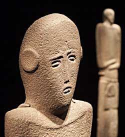 An anthropomorphic, stylized stele, about 6,000 years old, found in ...