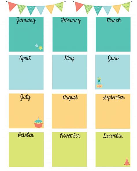 Free Printable Birthday Calendar | Birthday calendar, Family birthday ...