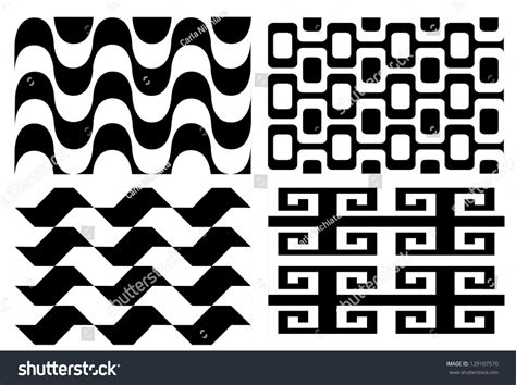 Retro Seamless Black White Pattern Set Stock Vector 129107570 - Shutterstock