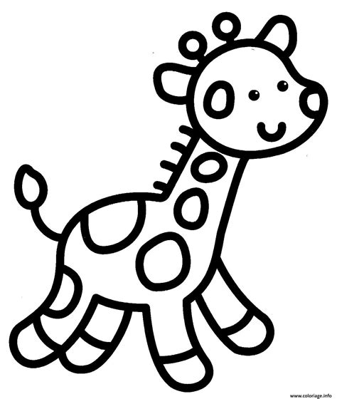 Coloriage giraffe facile enfant maternelle - JeColorie.com