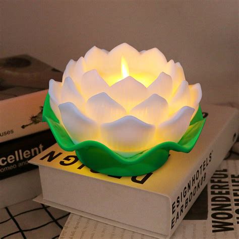 Creative Simulation Lotus Night Light Romantic Buddha Table Lamps (White) | eBay