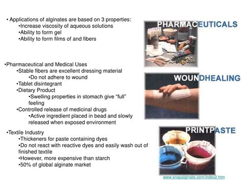 PPT - Applications of alginates are based on 3 properties: Increase ...