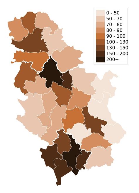 Population density in Serbia | Map, Serbia, Density