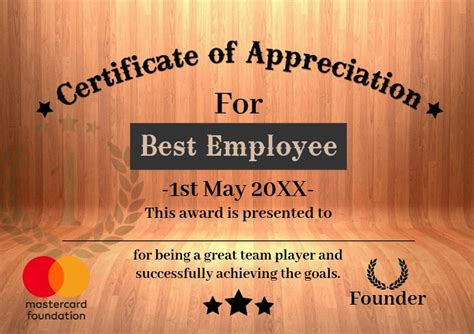 Certificate Of Appreciation Wording For Employees