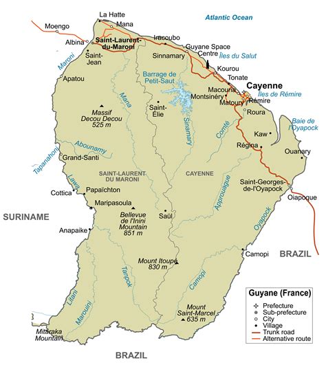 French Guiana road map - Ontheworldmap.com