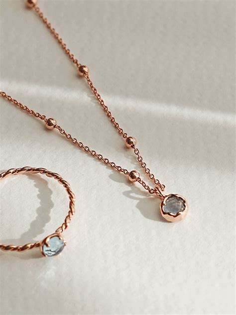 알로하마린느 925 silver aquamarine necklace (아쿠아마린/이태리체인) - 위시버킷