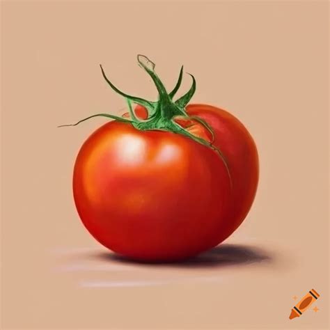 Realistic drawing of a tomato on beige background on Craiyon