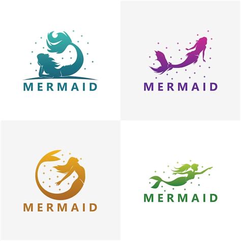 Premium Vector | Set of mermaid logo template