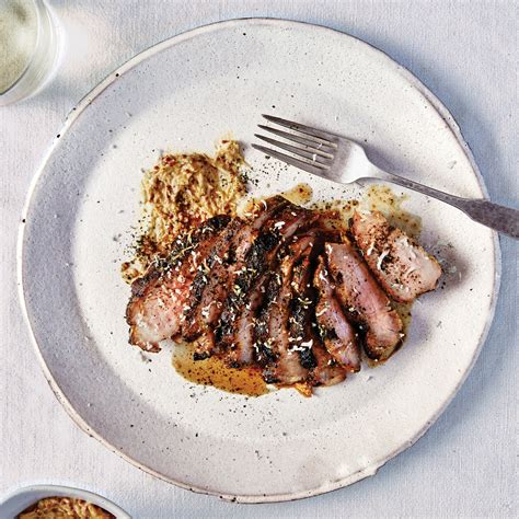 Pork Shoulder Steaks With Horseradish-Mustard Sauce Recipe | Bon Appétit