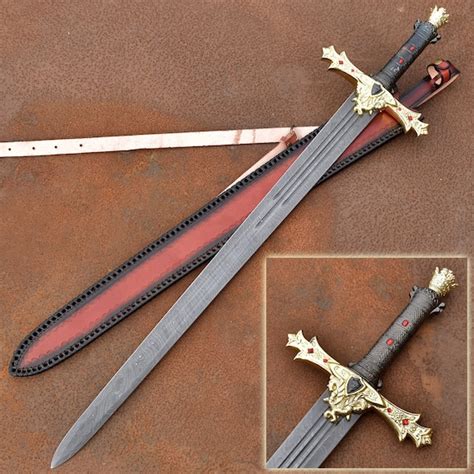 King Arthur Excalibur Damascus Steel Sword Hand Forged - Etsy