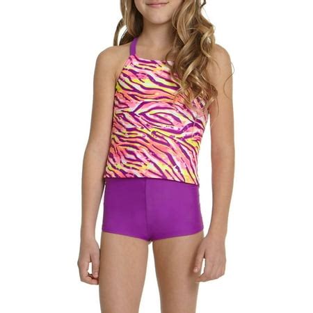 Girls' Zebra Splat Tankini Swimsuit - Walmart.com