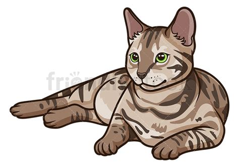 Curious Bengal Cat Cartoon Clipart Vector - FriendlyStock