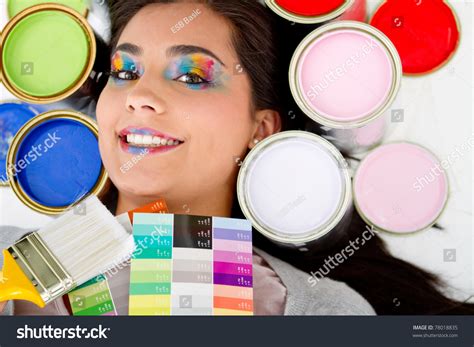 Female Painter Smiling Paint Cans Different Stock Photo 78018835 | Shutterstock