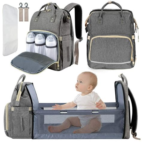 Large Upgrade Diaper Bag Backpack Foldable Travel Baby Bed with Changing Station,Crib Diaper ...