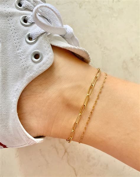 Large Link Anklet Gold Link Chain Paperclip Anklet Large - Etsy