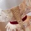 Charming Gold Beading Pearl Rhinestone Prom Dresses 2023 A-Line ...