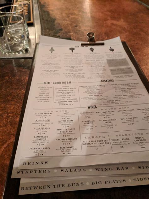 Menu at The Upstate Tavern pub & bar, Verona