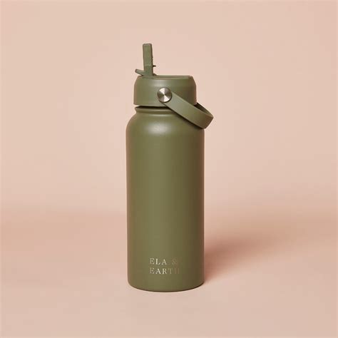 Olive Green Insulated Water Bottle - 1000ml – Ela & Earth