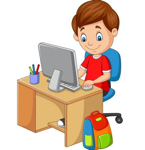 Little boy with personal computer Premiu... | Premium Vector #Freepik #vector #school #people # ...