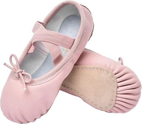 STELLE Girls Premium Authentic Leather Ballet Shoes Slippers for Kids Toddler pink Size: Amazon ...