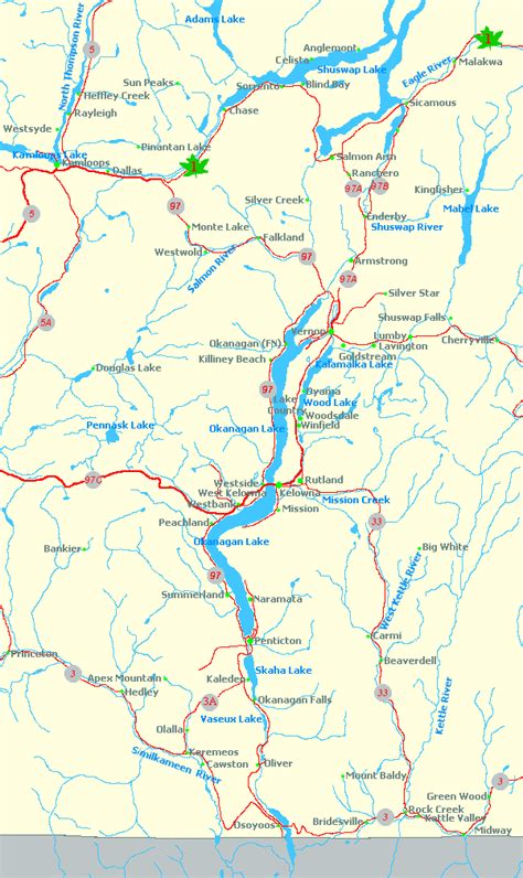 Map of the Okanagan Valley