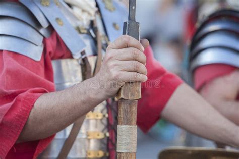 Roman Soldier Holding the Pilum, Ancient Roman Army Javelin Stock Photo - Image of ancient ...