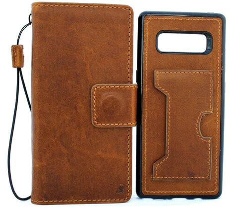 Genuine Real Tanned leather case for Samsung Galaxy Note 8 book wallet ...