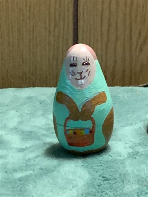 Hand Painted Easter Bunny & Chick Wooden Nesting Doll - Etsy