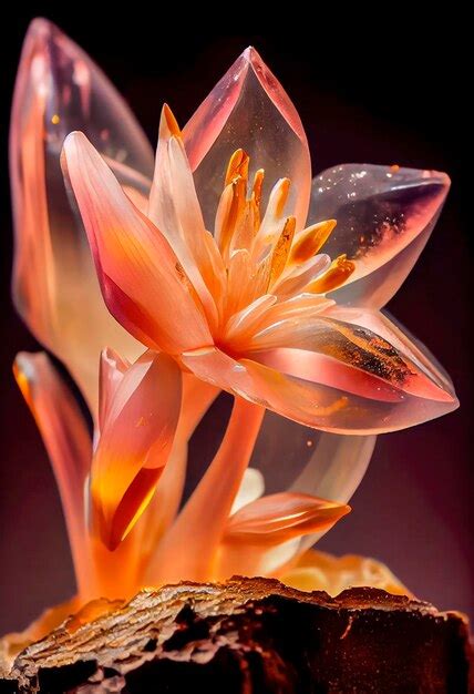 Premium AI Image | A glass flower is in a vase with the word lily on it.