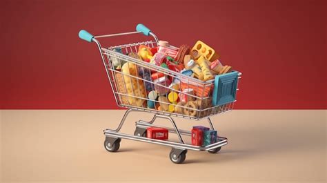 Premium AI Image | A shopping cart filled with various snacks