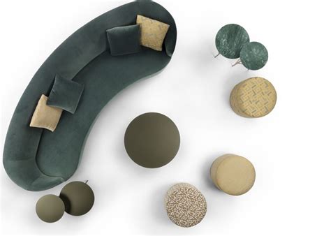 Products | Marelli | Soft Seating | Poufs | Moon | Curved sofa, Rendered floor plan, Soft seating