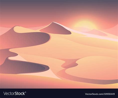 Desert sunset landscape with sand dunes Royalty Free Vector