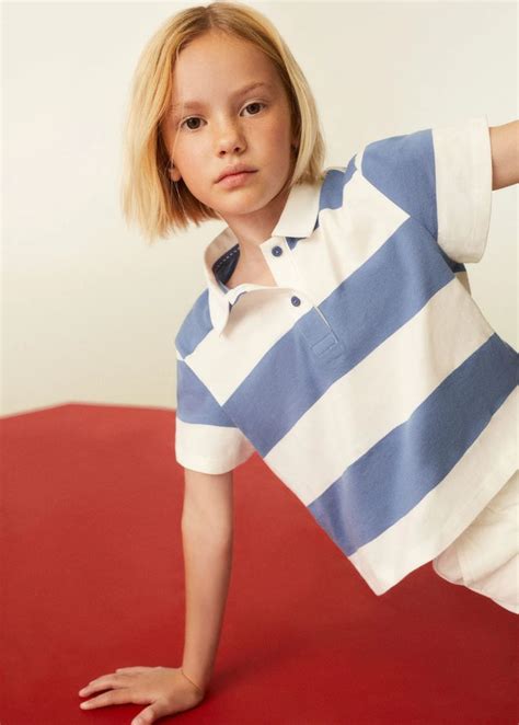 Striped cotton polo shirt - Girls | Mango Kids Slovenia Polo Shirt Girl, Polo Shirt Women, T ...