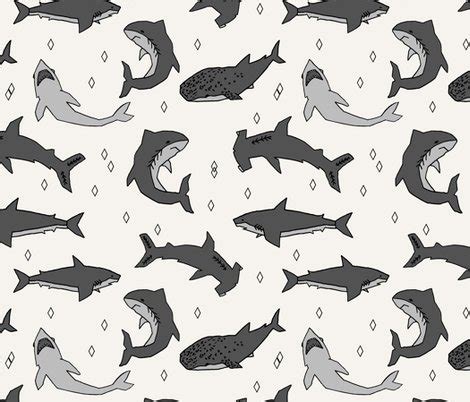 sharks // off-white shark fabric shark design sharks fabric for kids ...