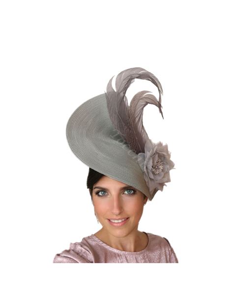 Elegant Grey wedding hat for woman with feathers|Wedding hats for women|€117.00