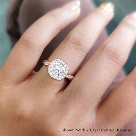 Vine Cushion Halo Diamond Engagement Ring In 14K Rose Gold ...