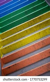 Canted Angle Rainbow Motif Industrial Staircase Stock Photo 1770753299 | Shutterstock